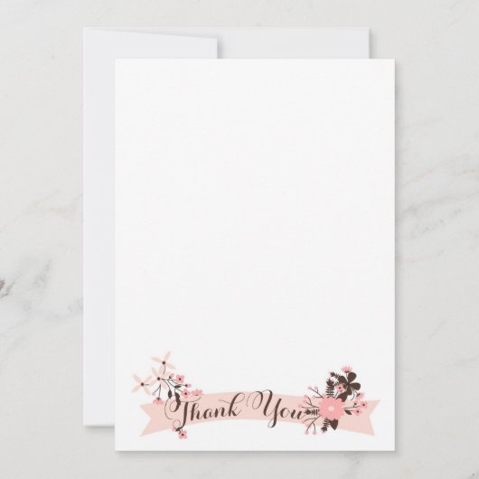 ピンクかわいらしフローラリース春ブライダルシャワー 招待状 (裏面)