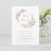ピンクかわいらしフローラリース | ベビーブランチ 招待状 (スタンド正面)