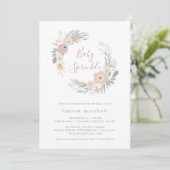 ピンクかわいらしフローラリース | ベビー散布 招待状 (スタンド正面)