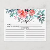 ピンクかわいらしフローラレシピカード ポストカード (正面)