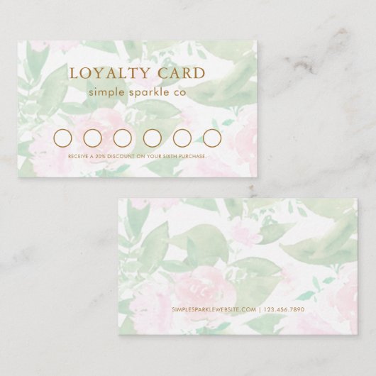 ピンクかわいらしフローラロイヤリティカード ロイヤリティカード (正面/裏面)