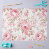 ピンクかわいらしフローラヴィンテージスタイル 薄葉紙 (クラフト)