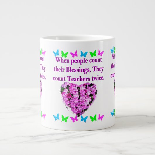 ピンクかわいらしフローラ先生デザイン ジャンボコーヒーマグカップ (正面)