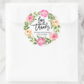 ピンクかわいらしフローラ卒業ありがとうごシール ラウンドシール (バッグ)