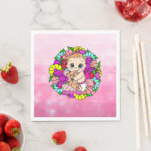 ピンクかわいらしフローラ女子の赤ちゃんシャワー白人 スタンダードランチョンナプキン (インサイチュ)