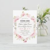 ピンクかわいらしフローラ幾何リハーサルディナー 招待状 (スタンド正面)
