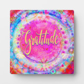 ピンクかわいらしフローラ感謝感動的イーゼル フォトプラーク (正面)