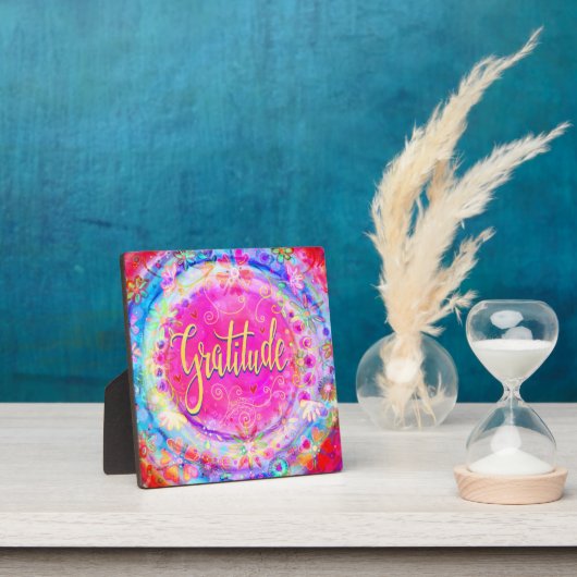 ピンクかわいらしフローラ感謝感動的イーゼル フォトプラーク (インサイチュ)