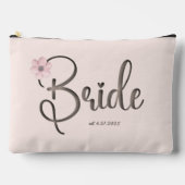 ピンクかわいらしフローラ書記法ブライダルパーティ アクセサリーポーチ (正面)