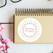 ピンクかわいらしフローラ植物曼荼羅カスタム ラウンドシール