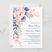ピンクかわいらしフローラ水彩ブライダルシャワー 招待状 (正面)
