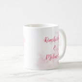 ピンクかわいらしフローラ水彩姉妹フレンド引用文 コーヒーマグカップ (正面右)