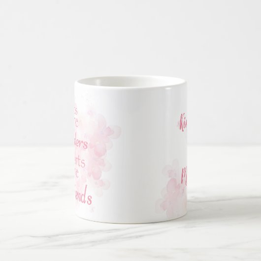 ピンクかわいらしフローラ水彩姉妹フレンド引用文 コーヒーマグカップ (中央)