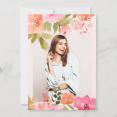 ピンクかわいらしフローラ水色フォトシック甘い16 招待状 (裏面)