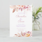 ピンクかわいらしフローラ結婚式招待状 招待状 (スタンド正面)