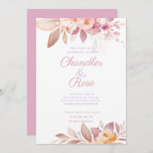 ピンクかわいらしフローラ結婚式招待状 招待状 (正面/裏面)