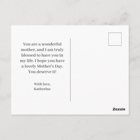 ピンクかわいらしフローラ義母の日 ポストカード (裏面)