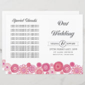 ピンクかわいらしフローラ花結婚式 プログラム冊子 (正面/裏面)