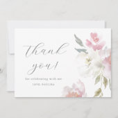 ピンクかわいらしフローラ誕生日キンセアニラありがとう 招待状 (正面)