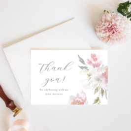 ピンクかわいらしフローラ誕生日キンセアニラありがとう 招待状