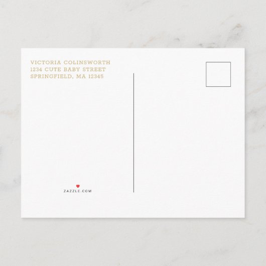 ピンクかわいらしフローラ金ゴールド幾何学的ベビーシャワー インビテーションポストカード (裏面)