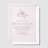 ピンクかわいらしフローラ15年誕生日キンセアニラ ベラム紙招待状 (オフセット)