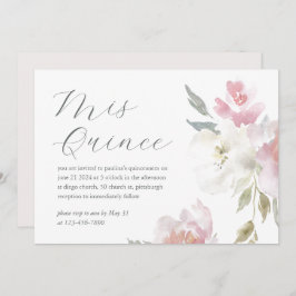 ピンクかわいらしフローラ15年誕生日キンセアニラ 招待状