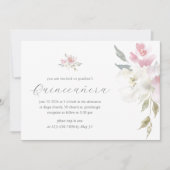 ピンクかわいらしフローラ15年誕生日キンセアニラ 招待状 (正面)