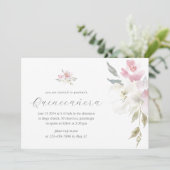 ピンクかわいらしフローラ15年誕生日キンセアニラ 招待状 (スタンド正面)