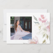 ピンクかわいらしフローラ15誕生日キンセアニラ写真 招待状 (裏面)