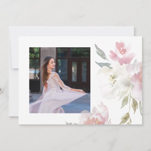 ピンクかわいらしフローラ15誕生日キンセアニラ写真 招待状 (裏面)