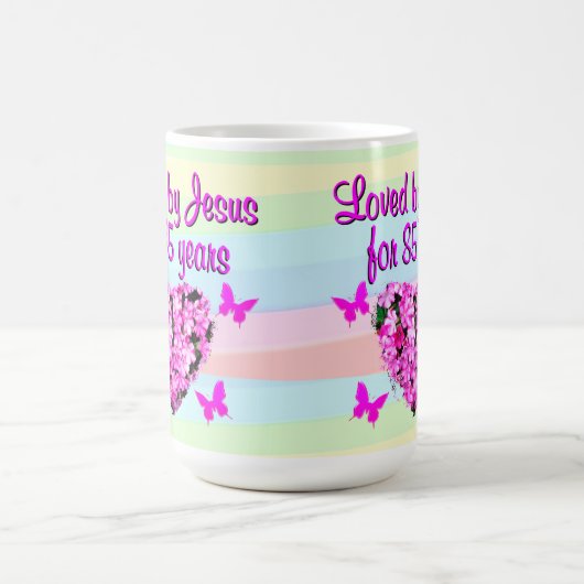 ピンクかわいらしフローラ85番目の誕生日マグカップ コーヒーマグカップ (中央)