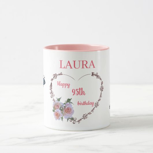 ピンクかわいらしフローラ95番目の誕生日 マグカップ (中央)