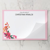 ピンクかわいらしフローラ |のデスクから ペーパーパッド (折り畳み)