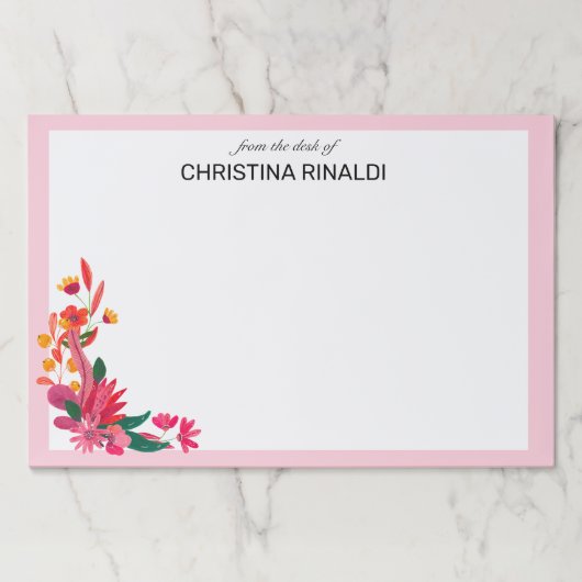 ピンクかわいらしフローラ |のデスクから ペーパーパッド (正面)
