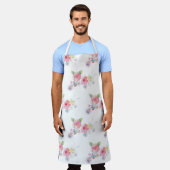 ピンクかわいらしフローラ エプロン (着用した状態)