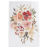 ピンクかわいらしフローラ |パーソナライズされた誕生日 ミディアムペーパーバッグ (裏面)