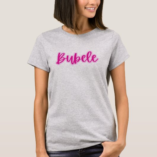 ピンクかわいらしブモダンベレ文字女子 Tシャツ (正面)