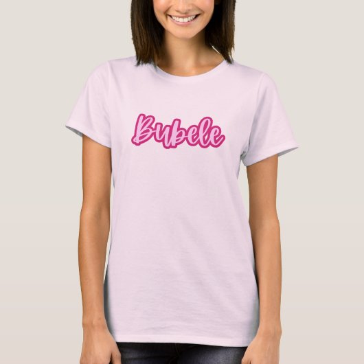 ピンクかわいらしブモダンベレ文字女子 Tシャツ (正面)