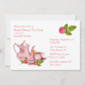 ピンクかわいらしブライダルシャワーティーパーティの招待状 招待状 (正面)