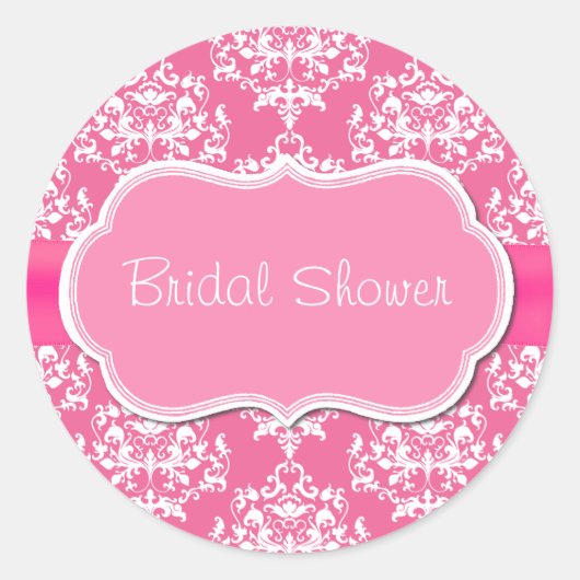 ピンクかわいらしブライダルシャワー封筒用シール ラウンドシール (正面)