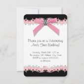 ピンクかわいらしブラック女子フォトバースデーパーティー 招待状 (裏面)