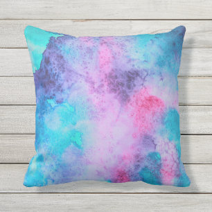 ピンクかわいらしブルーパープルサルティ水彩画 アウトドアクッション