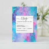 ピンクかわいらしブルーパープルサルティ水彩画 エンクロージャーカード (スタンド正面)