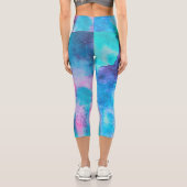 ピンクかわいらしブルーパープルサルティ水彩画 カプリレギンス (裏面)