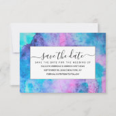 ピンクかわいらしブルーパープルサルティ水彩画 セーブザデート (正面)
