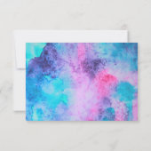 ピンクかわいらしブルーパープルサルティ水彩画 セーブザデート (裏面)