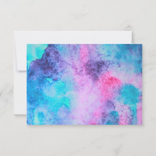 ピンクかわいらしブルーパープルサルティ水彩画 セーブザデート (裏面)