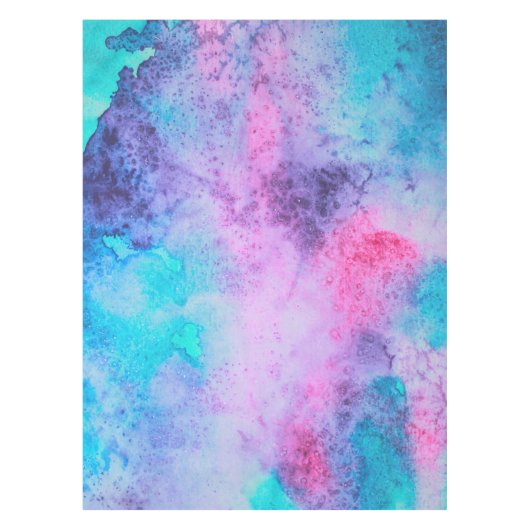 ピンクかわいらしブルーパープルサルティ水彩画 テーブルクロス (正面)