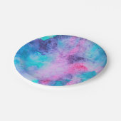 ピンクかわいらしブルーパープルサルティ水彩画 ペーパープレート (アングル)